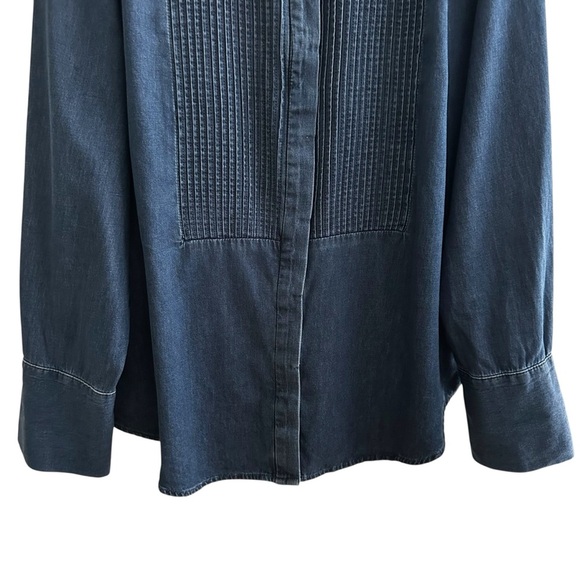 BANANA REPUBLIC Denim Tuxedo Shirt Long Sleeve Button Up Western Casual Size XL - Picture 3 of 13
